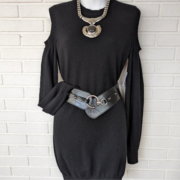 Givenchy Black Long Sleeve Dress with Cut-Out Shoulders - Picture 1 of 9